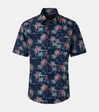 camasi casual - Camasa maneca scurta bumbac barbati CASA MODA bleumarin print estival