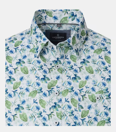 Camasa maneca scurta bumbac barbati CASA MODA verde frunze [2]