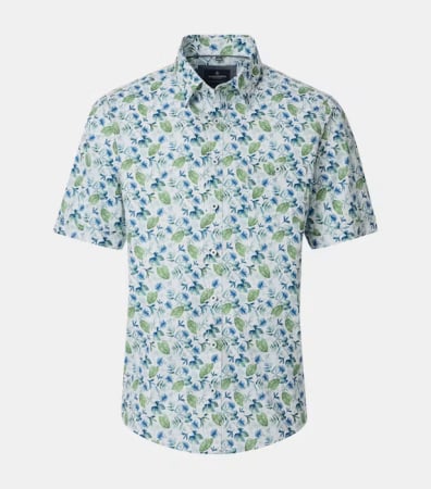 camasi casual - Camasa maneca scurta bumbac barbati CASA MODA verde frunze