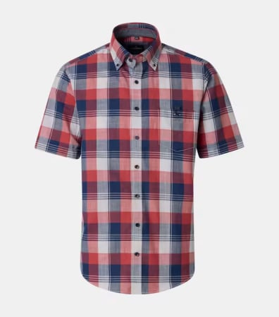 camasi casual - Camasa  maneca scurta bumbac barbati CASA MODA rosu carouri