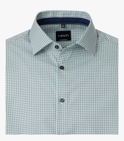 Camasa bumbac barbati VENTI ModernFit verde cerculete [1]