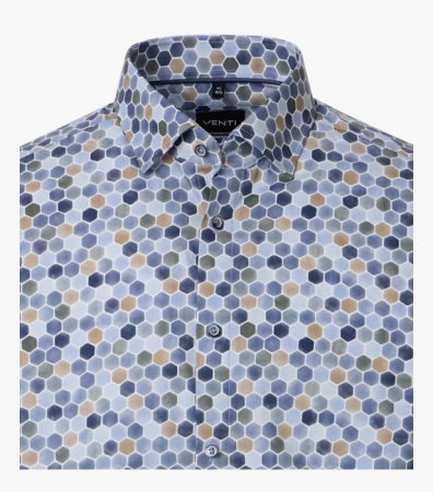 Camasa bumbac barbati VENTI ModernFit albastru hexagoane [1]