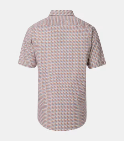 Camasa maneca scurta bumbac barbati CASA MODA ComfortFit portocaliu geometric [1]