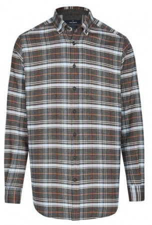 Camasi - Camasa flanel bumbac DANIEL HECHTER Regular Fit gri carouri