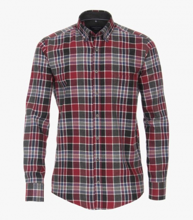 Camasi - Camasa flanela barbati CASA MODA CasualFit carouri antracit/rosu