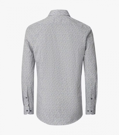 Camasa bumbac barbati VENTI BodyFit bej/bleu print frunze [1]
