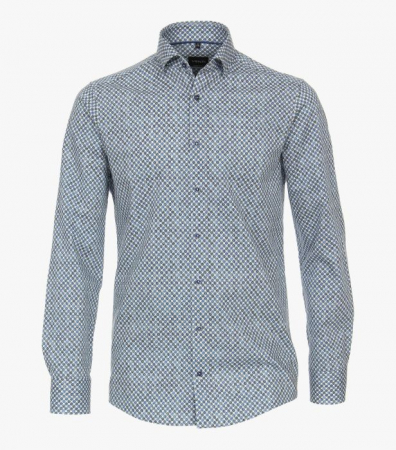 camasi maneca lunga - Camasa bumbac barbati VENTI ModernFit print albastru cerculete