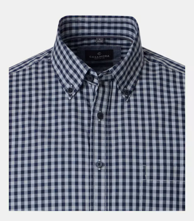 Camasa bumbac dobby barbati CASA MODA CasualFit albastru patratele [2]