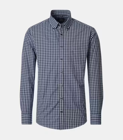 camasi dupa stil - Camasa bumbac dobby barbati CASA MODA CasualFit albastru patratele