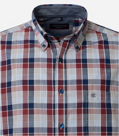 Camasa bumbac barbati CASA MODA CasualFit carouri bleumarin/visiniu [2]