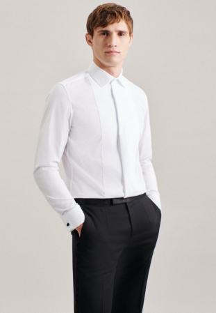 Camasi - Camasa ceremonie Plisse bumbac NON IRON barbati SEIDENSTICKER Slim alb