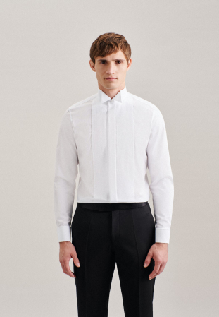 Camasi - Camasa ceremonie Plisse bumbac NON IRON barbati SEIDENSTICKER Slim alb pentru papion