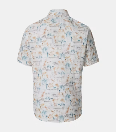 Camasa maneca scurta in/bumbac barbati CASA MODA CasualFit bej print estival [1]