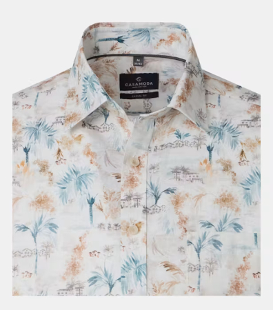Camasa maneca scurta in/bumbac barbati CASA MODA CasualFit bej print estival [2]