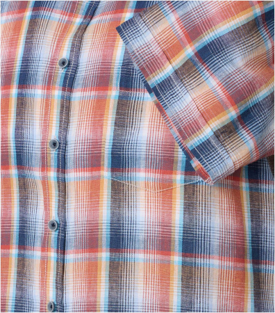 Camasa maneca scurta in/bumbac barbati CASA MODA CasualFit portocaliu carouri [3]