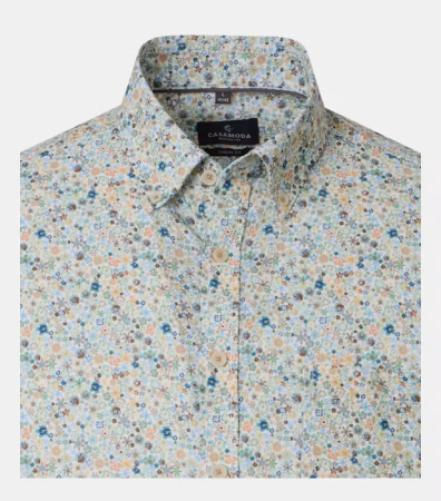 Camasa maneca scurta in/bumbac barbati CASA MODA CasualFit portocaliu floral [2]