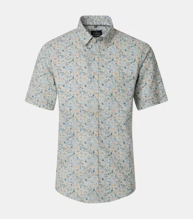 camasi maneca scurta - Camasa maneca scurta in/bumbac barbati CASA MODA CasualFit portocaliu floral