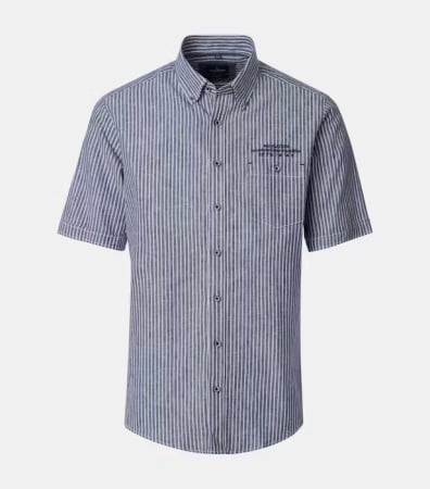 camasi casual - Camasa in/bumbac barbati maneca scurta CASA MODA Navigation bleumarin dungulite