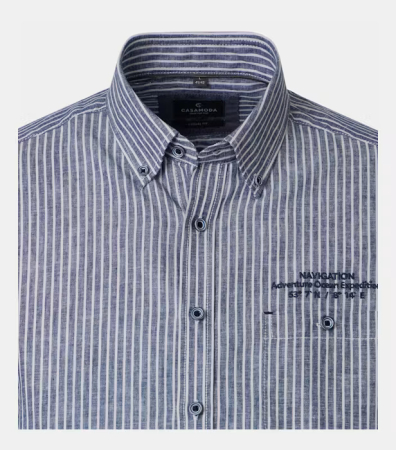 Camasa in/bumbac barbati maneca scurta CASA MODA Navigation bleumarin dungulite [2]