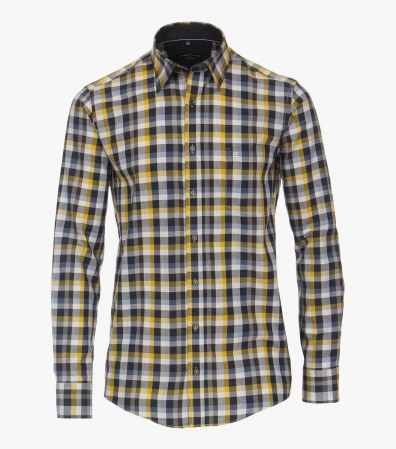 Camasi - Camasa bumbac flanel CASA MODA CasualFit galben/albastru carouri
