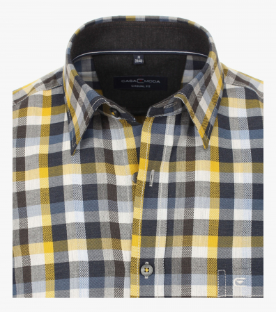 Camasa bumbac flanel CASA MODA CasualFit galben/albastru carouri [2]