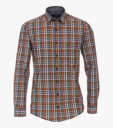 Camasi - Camasa bumbac barbati CASA MODA CasualFit portocaliu carouri