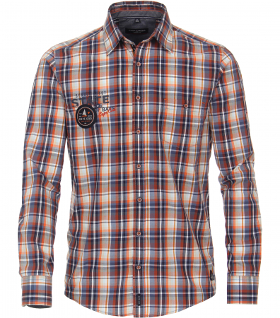 camasi casual - Camasa bumbac barbati CASA MODA Capr Cod CasualFit portocaliu carouri