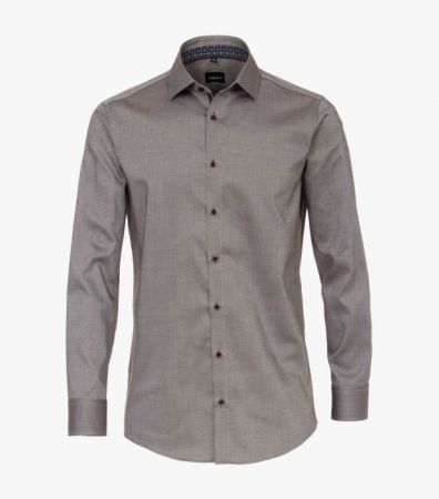 camasi maneca lunga - Camasa maneca lunga barbati VENTI uni Modern Fit maro