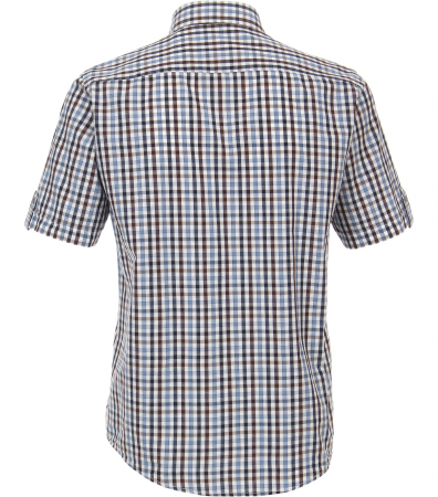 Camasa maneca scurta bumbac barbati CASA MODA CasualFit "Sunshine State" carouri bleu/maro [3]