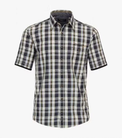 camasi casual - Camasa maneca scurta bumbac CASA MODA barbati Casual carouri bleumarin