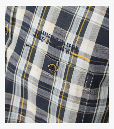 Camasa maneca scurta bumbac CASA MODA barbati Casual carouri bleumarin [3]