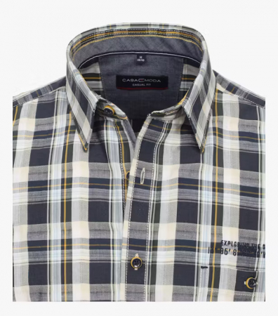 Camasa maneca scurta bumbac CASA MODA barbati Casual carouri bleumarin [1]