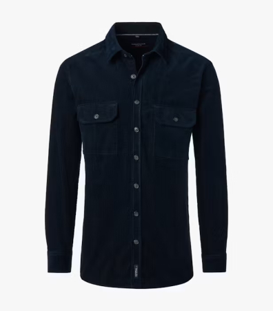 Camasi - Camasa overshirt catifea velur bumbac CASA MODA Casul Fit bleumarin