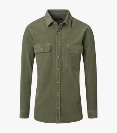 Camasi - Camasa overshirt catifea velur bumbac CASA MODA Casul Fit verde