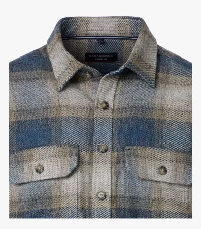 Camasa overshirt flanel bumbac barbati  CASA MODA albastru/bej carouri [2]