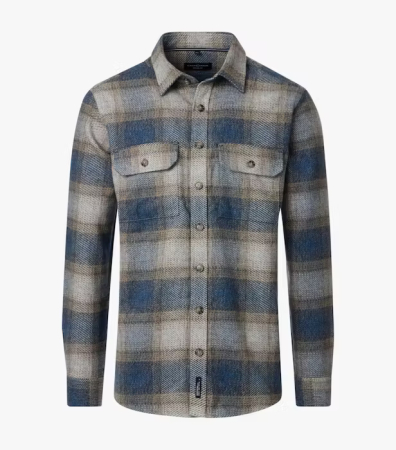Camasi - Camasa overshirt flanel bumbac barbati  CASA MODA albastru/bej carouri
