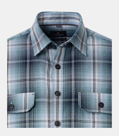 Camasa overshirt bumbac barbati CASA MODA turcoaz carouri [2]