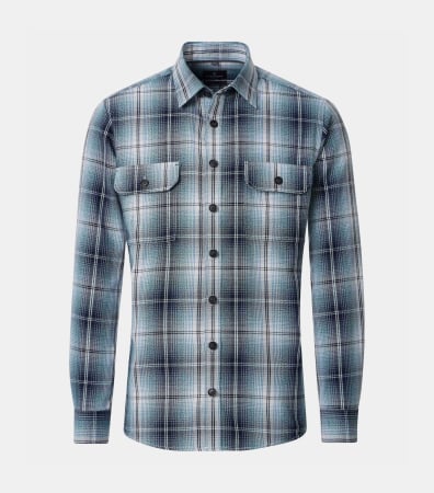 Camasi - Camasa overshirt bumbac barbati CASA MODA turcoaz carouri