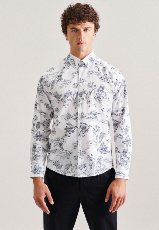 Camasa bumbac barbati SEIDENSTICKER Regular alb print floral [1]