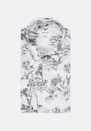 Camasa bumbac barbati SEIDENSTICKER Regular alb print floral [5]