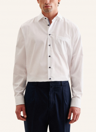 Cămașă business bărbați bumbac structurat SEIDENSTICKER Regular Non Iron alb [1]