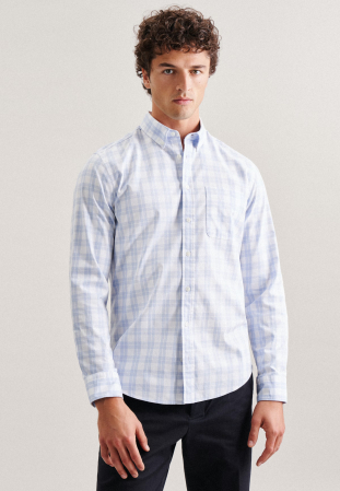 Camasi - Camasa bumbac twill barbati SEIDENSTICKER Regular bleu carouri