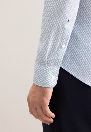 Camasa bumbac barbati SEIDENSTICKER 849867 slim alb print floral turcoaz deschis [2]