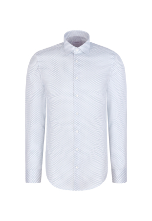 camasi maneca lunga - Camasa bumbac barbati SEIDENSTICKER 849867 slim alb print floral turcoaz deschis