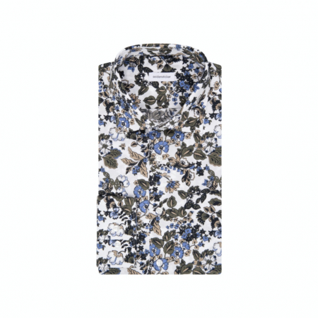Camasa bumbac barbati SEIDENSTICKER Slim print floral albastru/kaki [4]