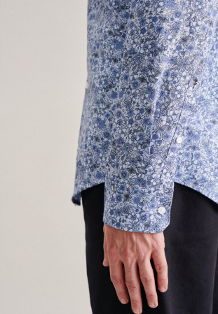 Camasa bumbac structurat barbati SEIDENSTICKER Slim print floral albastru [5]