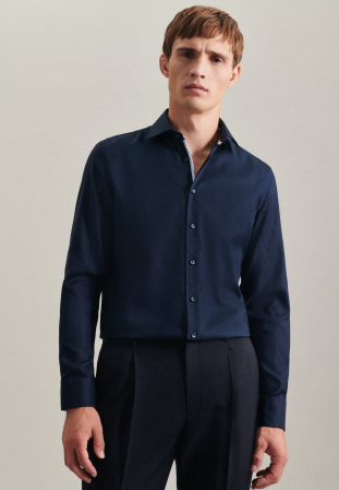 Camasi - Camasa bumbac structurat NON-IRON barbati SEIDENSTICKER Slim bleumarin