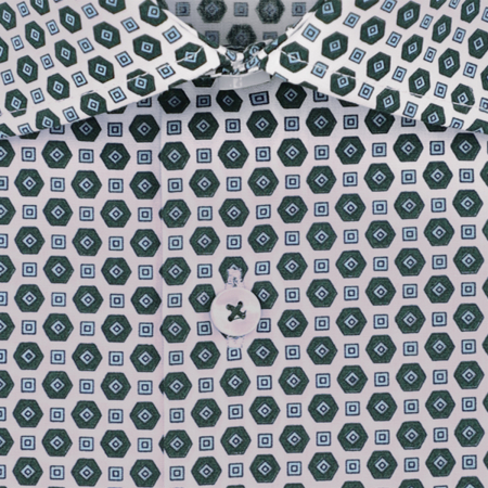 Camasa bumbac barbati SEIDENSTICKER Slim print verde hexagoane [1]