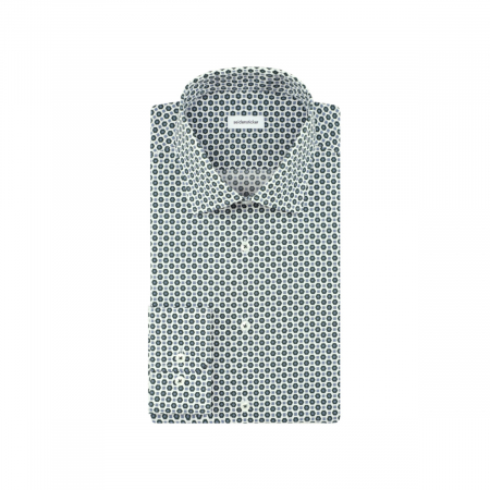 Camasa bumbac barbati SEIDENSTICKER Slim print verde hexagoane [2]