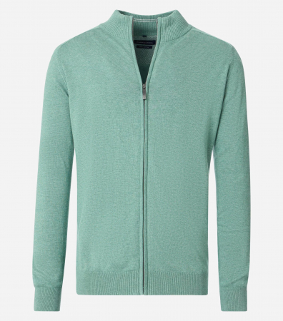 pulover cardigan - Cardigan fermoar bumbac Pima barbati CASA MODA 004450 turcoaz deschis